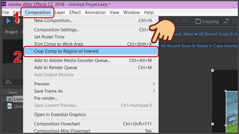 Chọn Composition và chọn Crop Comp to Region of Interest