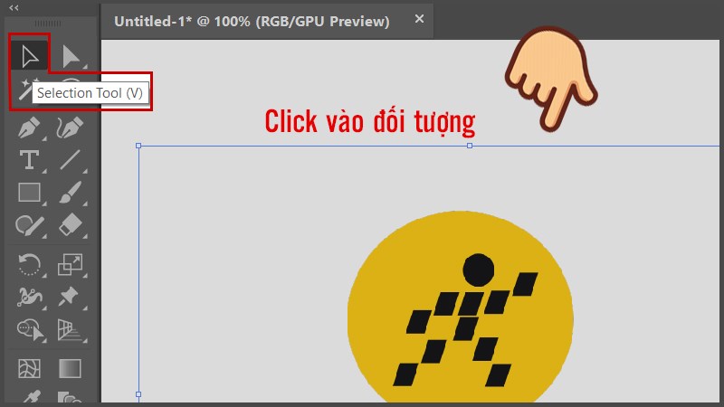 Chọn Selection Tool (phím tắt V) và click chuột chọn đối tượng