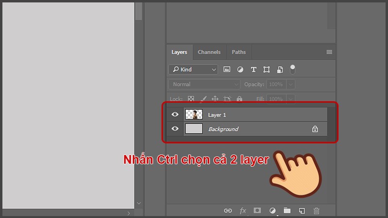 Giữ phím Ctrl và click vào hai layer để lựa chọn cả hai layer
