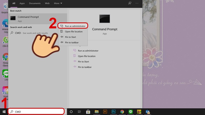Nhấp chuột phải v&agrave;o Command Prompt chọn Run as administrator