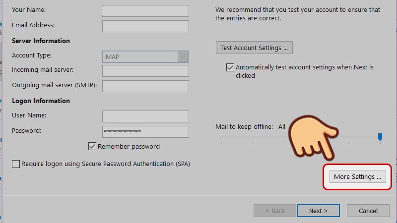 Chọn tiếp vào mục More Settings. Chọn tiếp vào mục More Settings.
