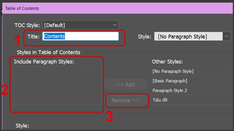 Nếu ở trong khung bên dưới có dữ liệu nào thì bạn hãy nhấn vào đó và chọn Remove đi