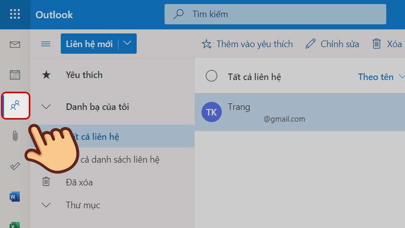 Đăng nhập vào Trang web Outlook, chọn biểu tượng danh bạ