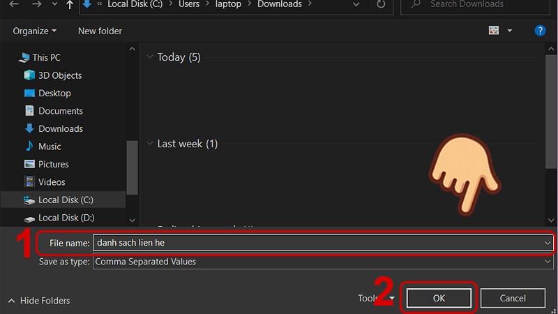 Đặt tên file bạn muốn và chọn OK