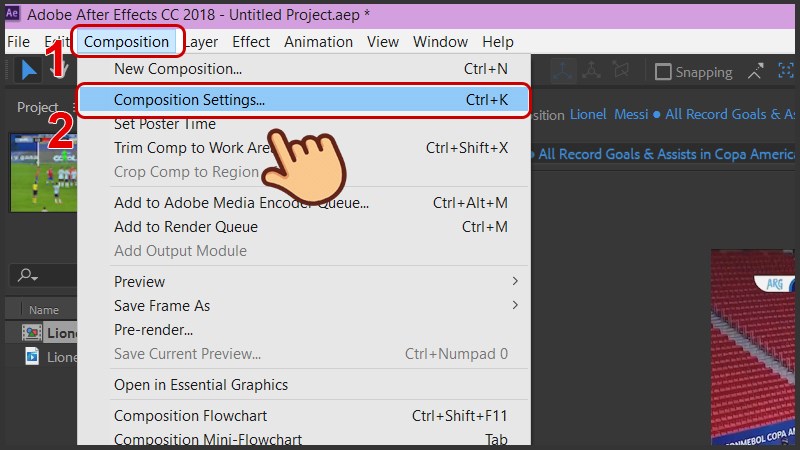 Chọn Composition và chọn Composition Setting…