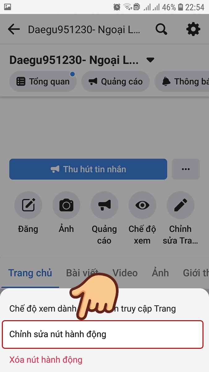 Chọn Chỉnh sửa nút hành động