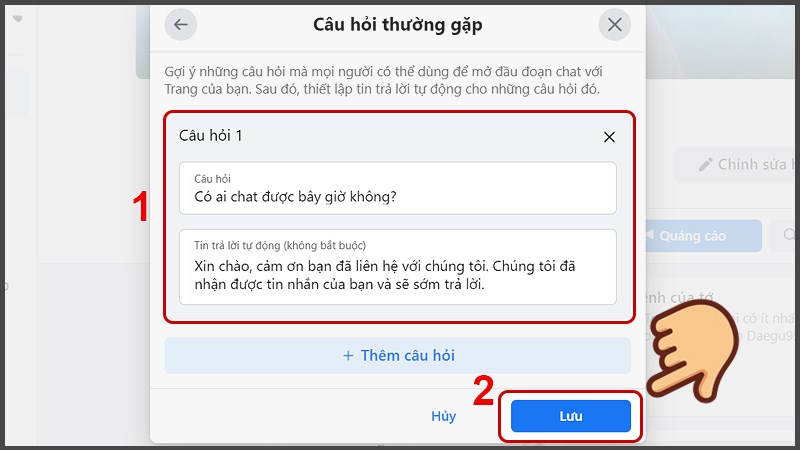 Sau khi đặt xong nhấn Lưu để tạo nút