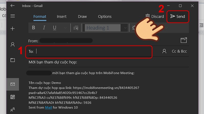 Nhập mail người muốn mời v&agrave; chọn gửi