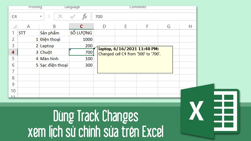 Cach xem lich sua trong file Excel huong dan su dung track changes cover