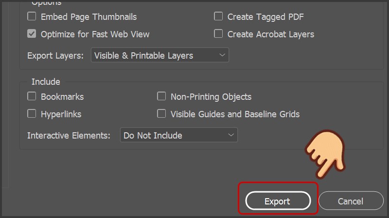 Bấm Export để tiến hành xuất file