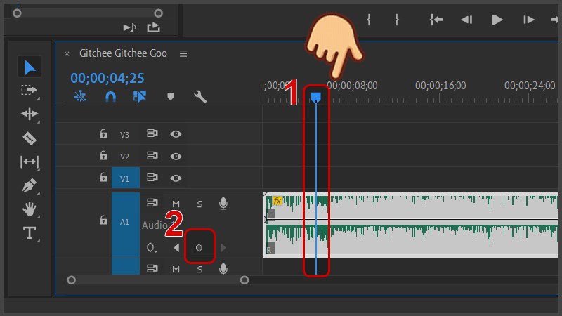 Kéo thanh thời gian đến đoạn âm thanh bạn muốn trở lại bình thường và chọn nút Add-Remove Keyframe