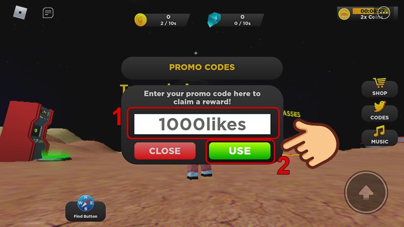 Nhập code vào ô Enter code và nhấn Use