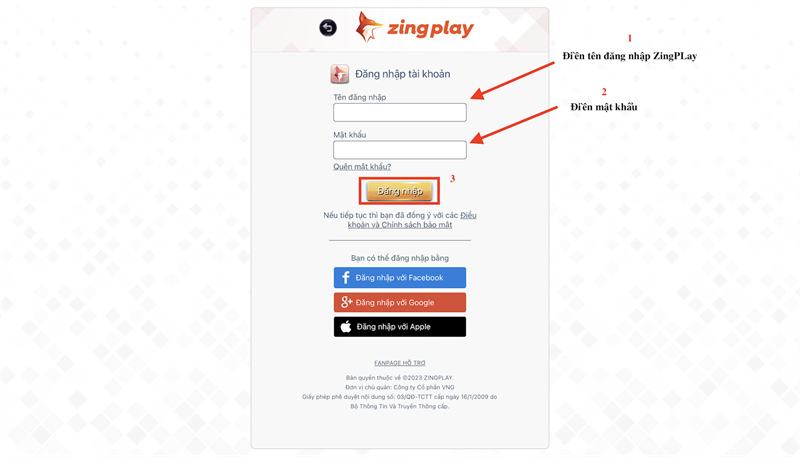 Đăng nhập vào tài khoản ZingPlay