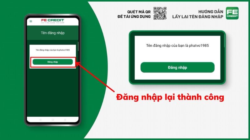 Đăng nhập lại th&agrave;nh c&ocirc;ng