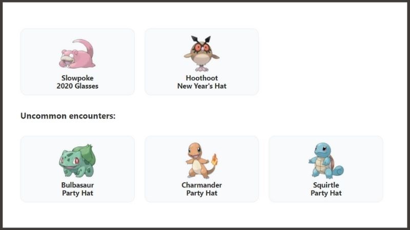 Các Pokemon xuất hiện trong nhiệm vụ Field Research Encounters Các Pokemon xuất hiện trong nhiệm vụ Field Research Encounters