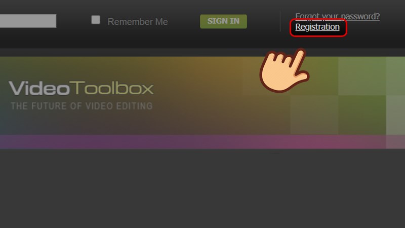 Nhấn v&agrave;o n&uacute;t Registration để đăng k&yacute; t&agrave;i khoản