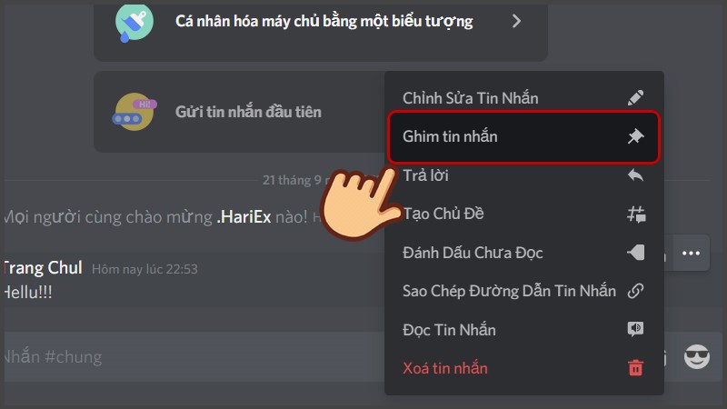 Chọn Ghim tin nhắn