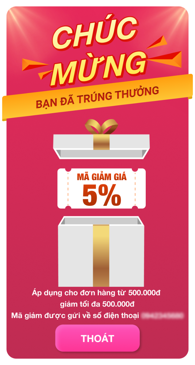 M&atilde; giảm gi&aacute; 5%