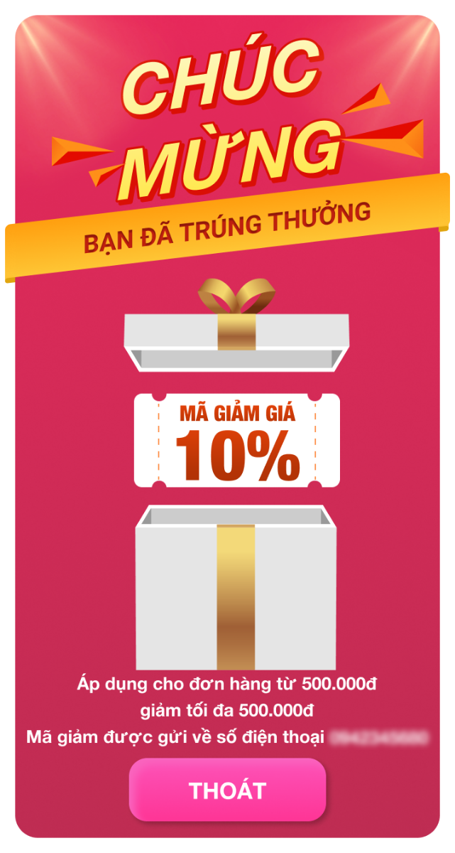 M&atilde; giảm gi&aacute; 10%