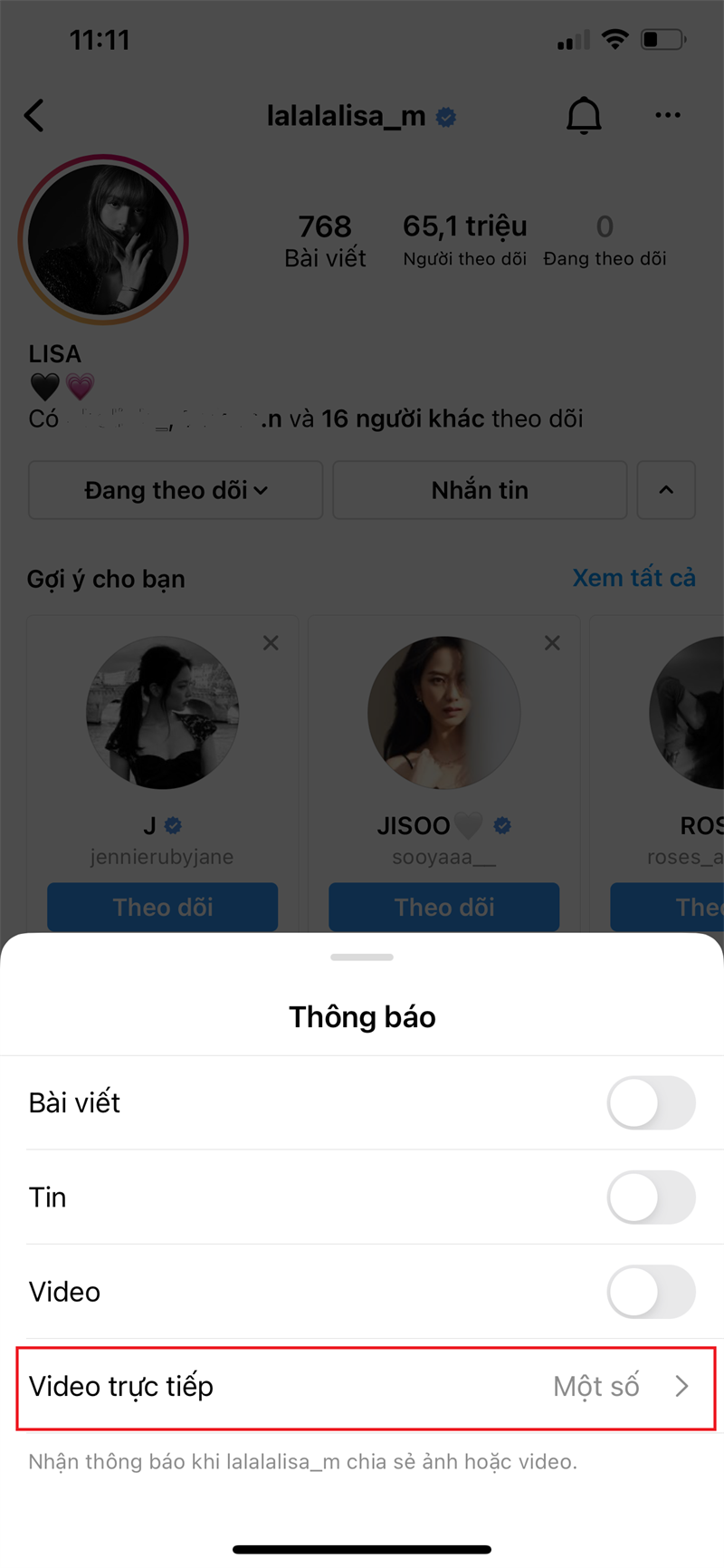 Chọn mục Video trực tiếp