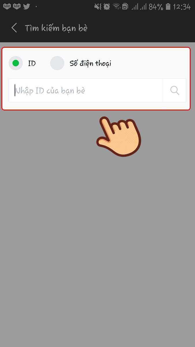 Nhập Line ID hoặc số điện thoại của bạn bè để kết bạn
