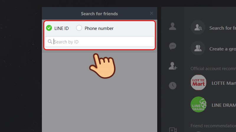Nhập Line ID hoặc số điện thoại