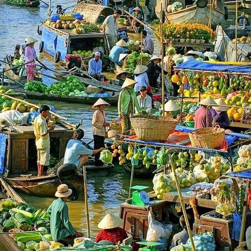 Khung cảnh nhộn nhịp sầm uất của ngôi chợ nổi Cái Bè