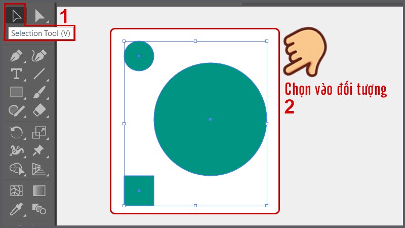 Chọn công cụ Selection Tool và click chọn đối tượng muốn lật