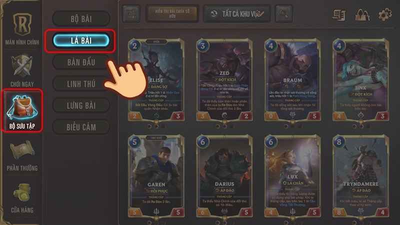 Chọn Bộ sưu tập v&agrave; chọn L&aacute; b&agrave;i