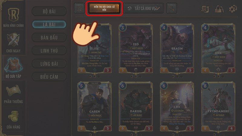 Chọn Hiển thị b&agrave;i chưa sở hữu