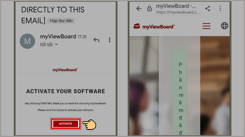 Nhấn vào nút Activate trong email để kích hoạt phần mềm