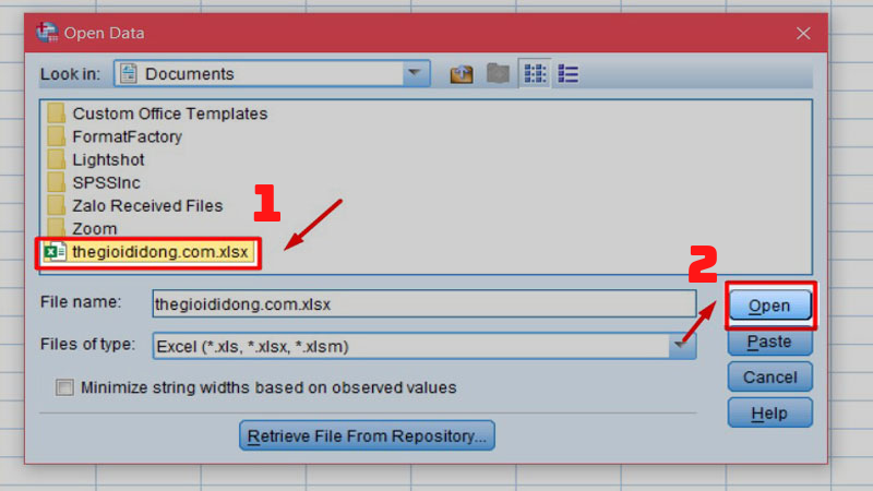 Nhấp chọn thư mục chứa file Excel