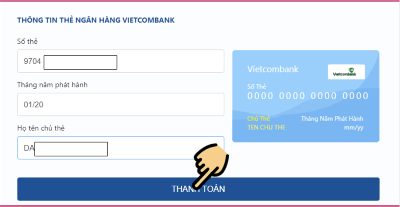 Nhập th&ocirc;ng tin thanh to&aacute;n