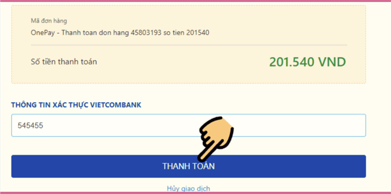 Nhập th&ocirc;ng tin x&aacute;c thực ng&acirc;n h&agrave;ng