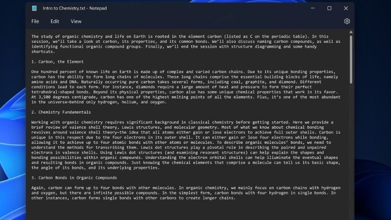 T&iacute;nh năng dark mode trong Notepad
