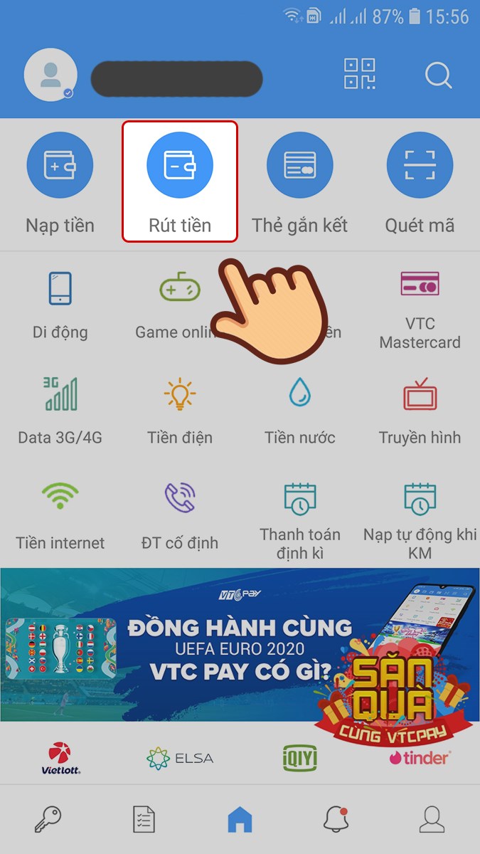 Chọn R&uacute;t tiền