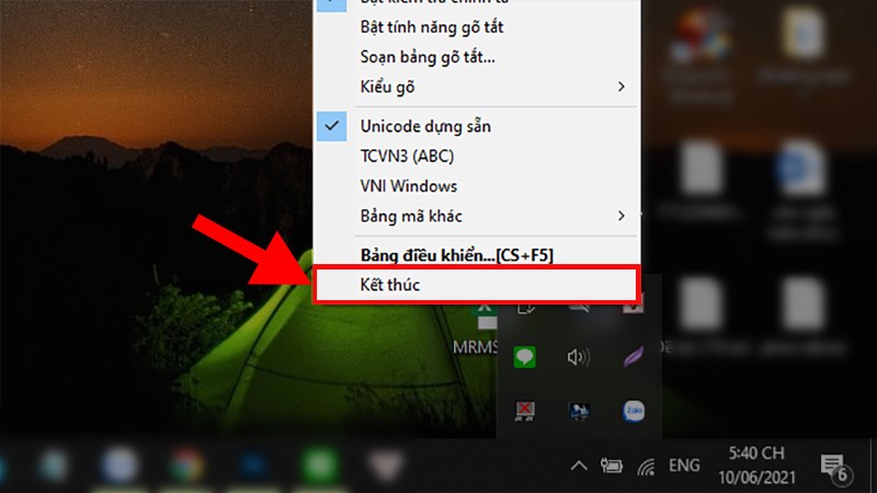 Thoát khỏi Unikey dưới thanh hệ thống