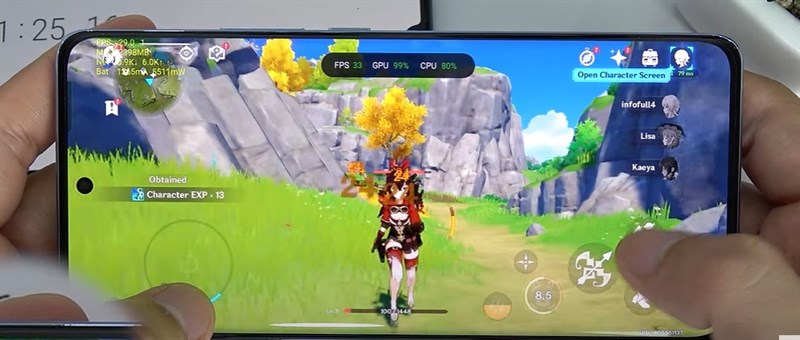 Oppo Reno10 5G khi test game Genshin Impact