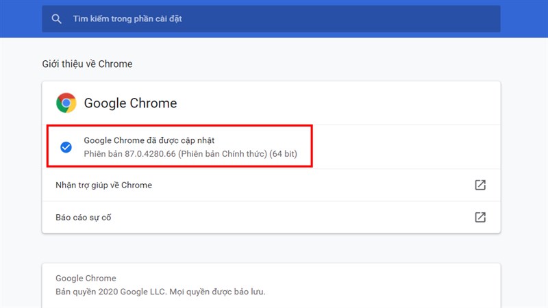 Kiểm tra cập nhật Google Chrome
