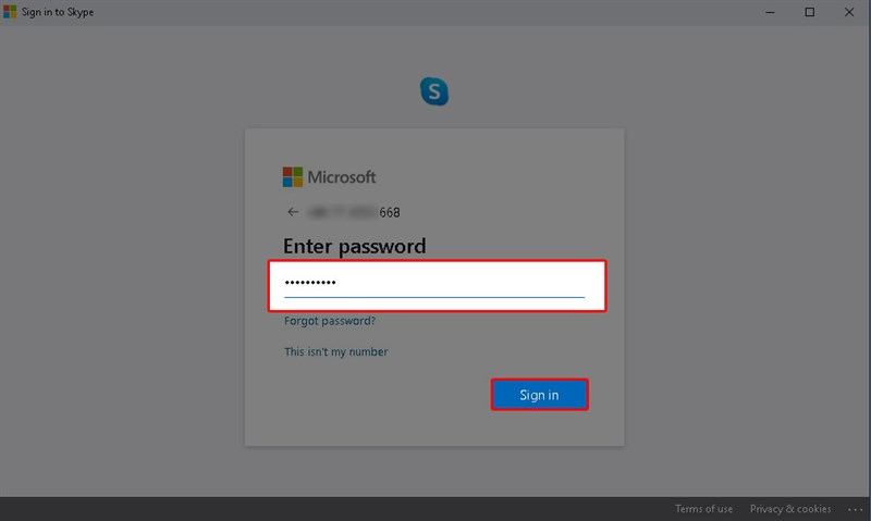 Nhập mật khẩu và nhấn Sign in