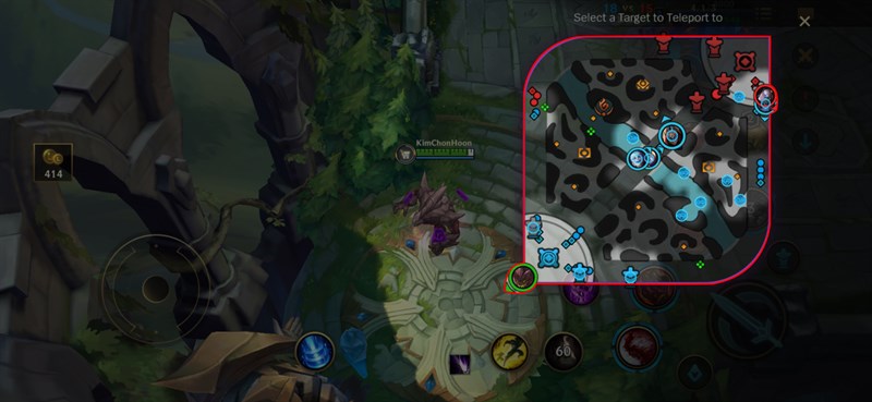 Xuất hiện bản đồ nhỏ để chọn điểm dịch chuyển