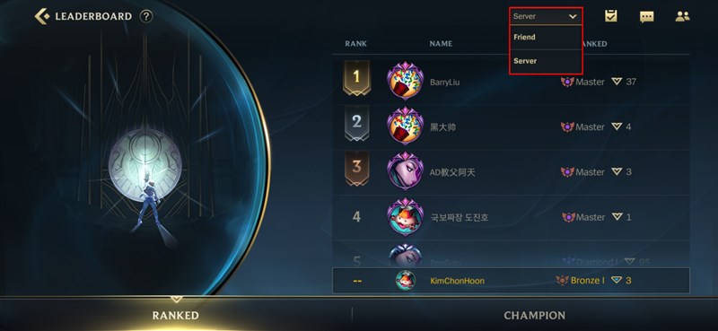 Bảng xếp hạng rank server