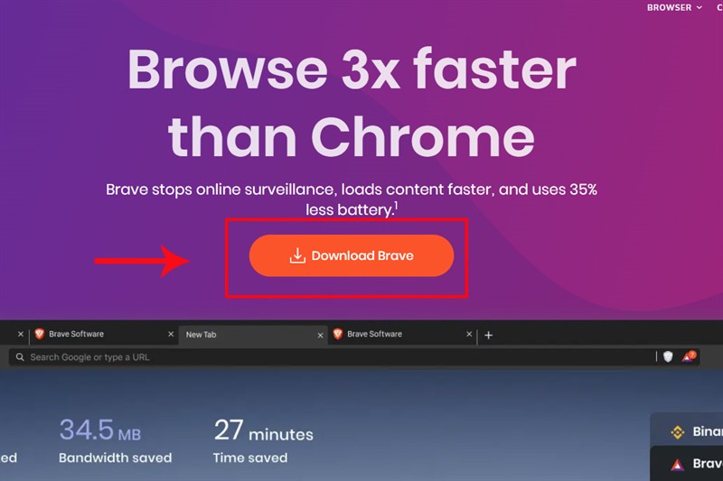 Chọn Download Brave để tải về máy tính của bạn