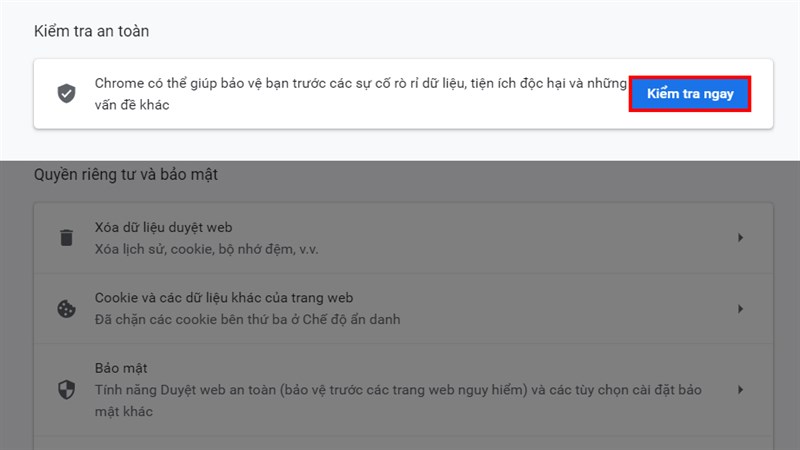 Nhấn v&agrave;o kiểm tra ngay