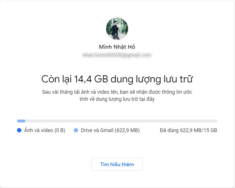 Dung lượng lưu trữ gói miễn phí 15GB