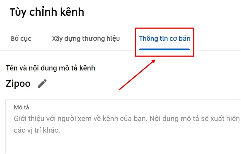 Chọn Thông tin cơ bản