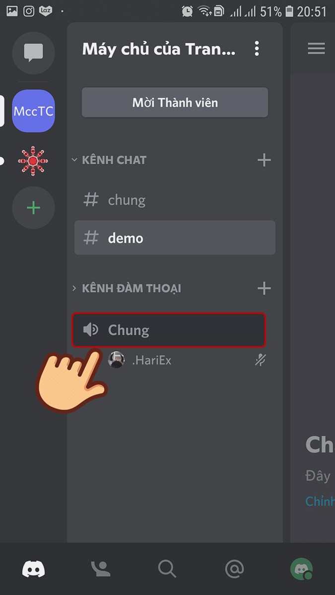 Chọn vào kênh muốn stream