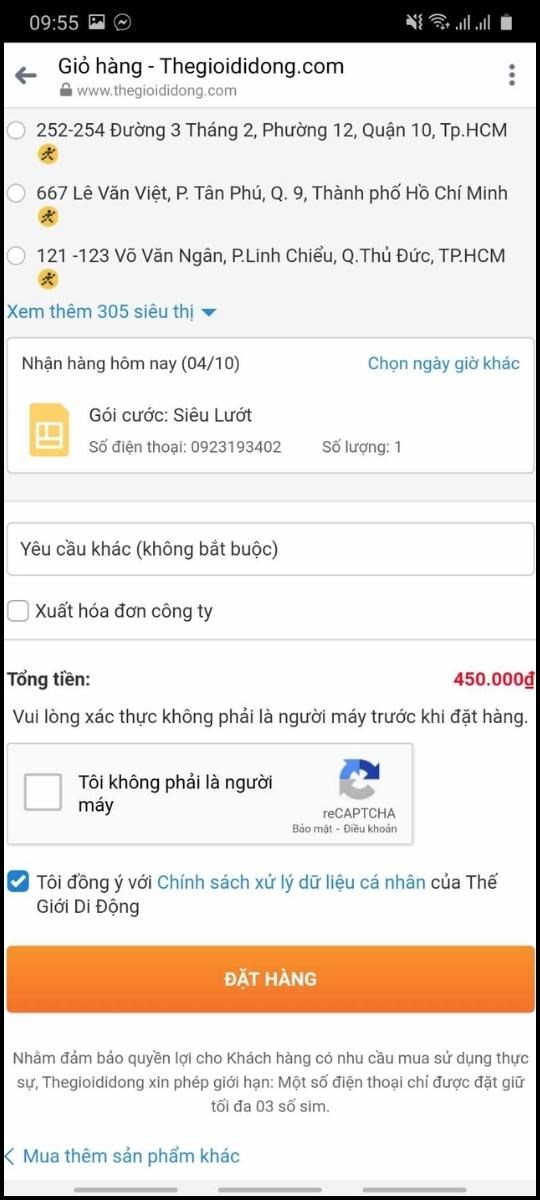Kiểm tra đơn h&agrave;ng v&agrave; tiến h&agrave;nh đặt h&agrave;ng