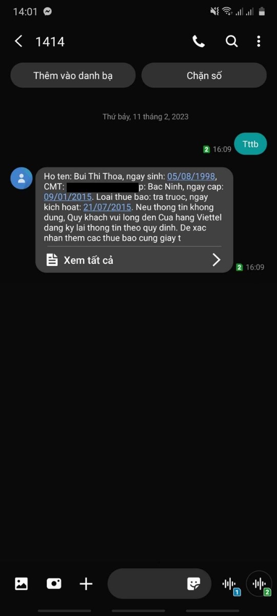 Nhắn tin kiểm tra CMND đ&atilde; đăng k&yacute; bao nhi&ecirc;u số Vinaphone