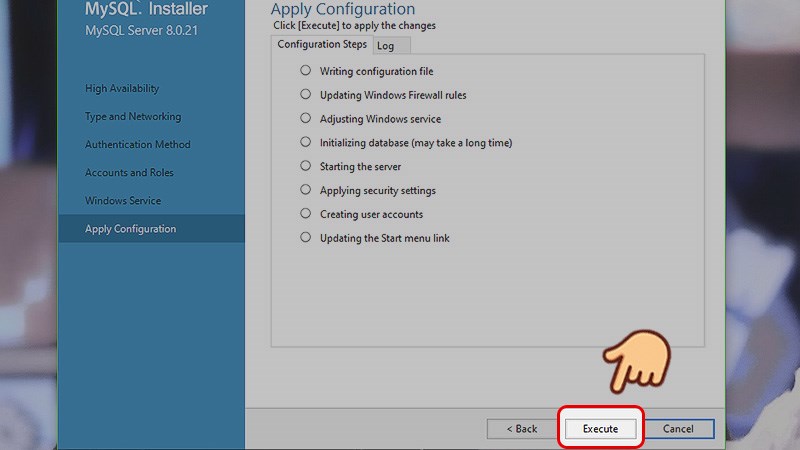 Ở mục Áp dụng cấu hình (apply configuration), chọn Execute để áp dụng
